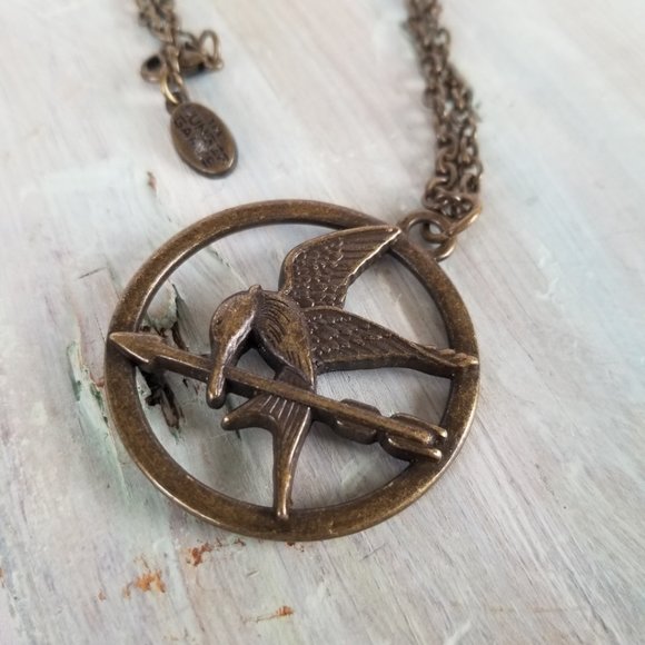 Mockingjay Necklace Unisex Bronze Treena Bean Hunger Games - Picture 4 of 15